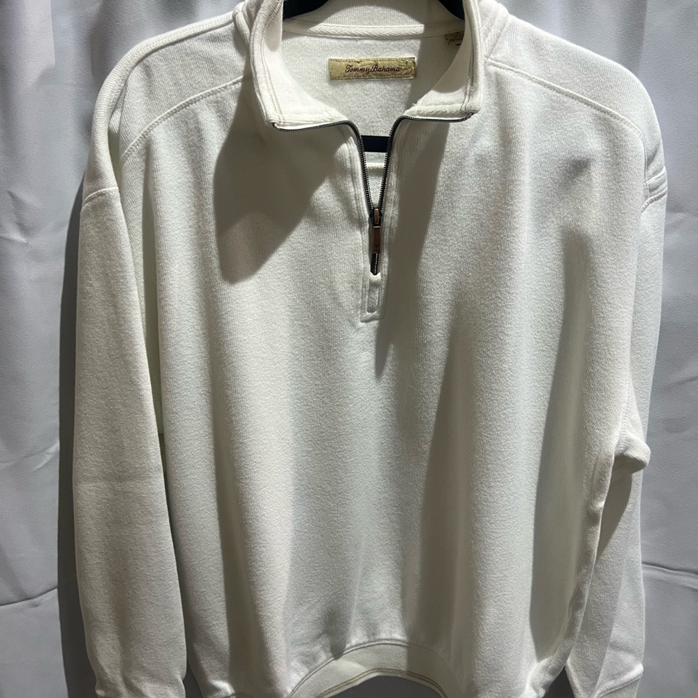 Tommy Bahama Men's Cream Half-Zip Sweater